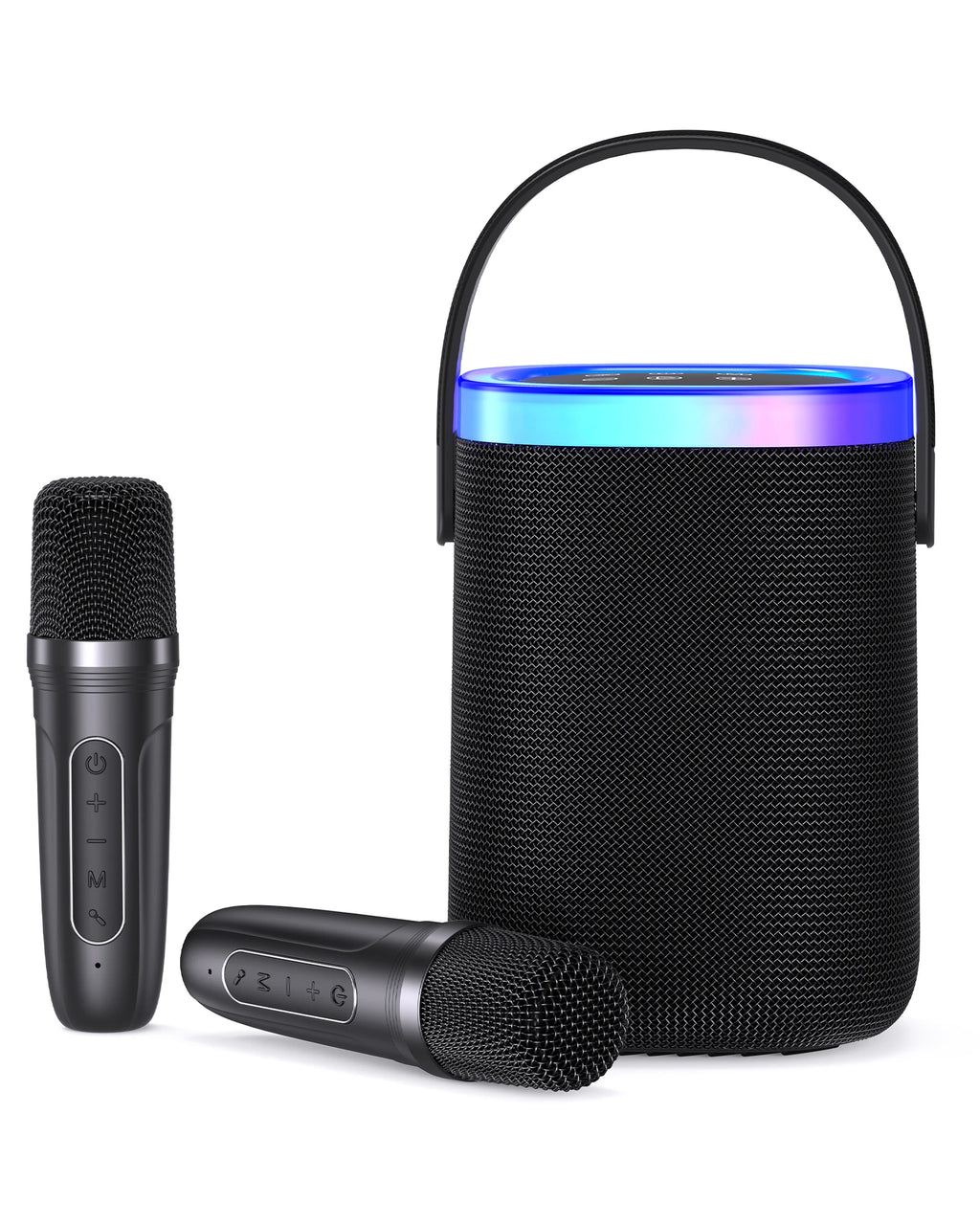 Karaoke Machine,Portable Bluetooth Karaoke Speaker with Dual Wireless Microphones, Dynamic RGB Party Lights