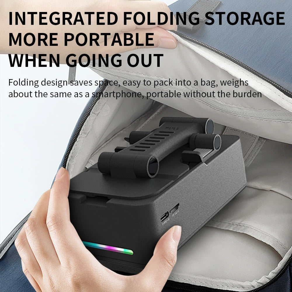 T203 Foldable Phone Stand with Speaker, Wireless Speaker with Cell Phone Stand and Anti-Slip Base for Phones, Tablets