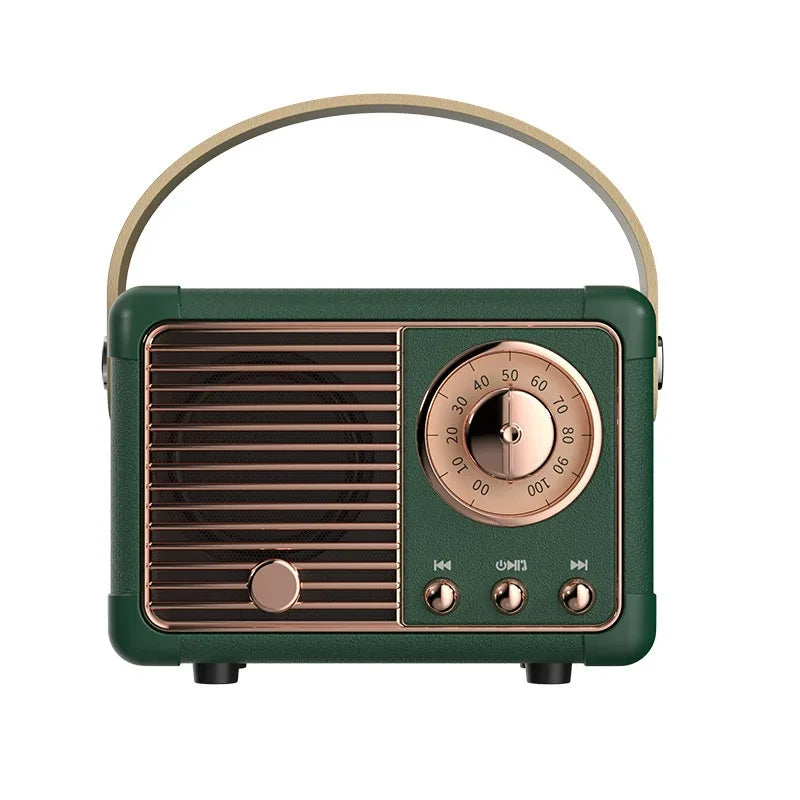 Creative Gift Mini Wireless Retro Speaker FM Radio USB Music Player Portable Classic BT Speaker with Handheld Desktop Decoration