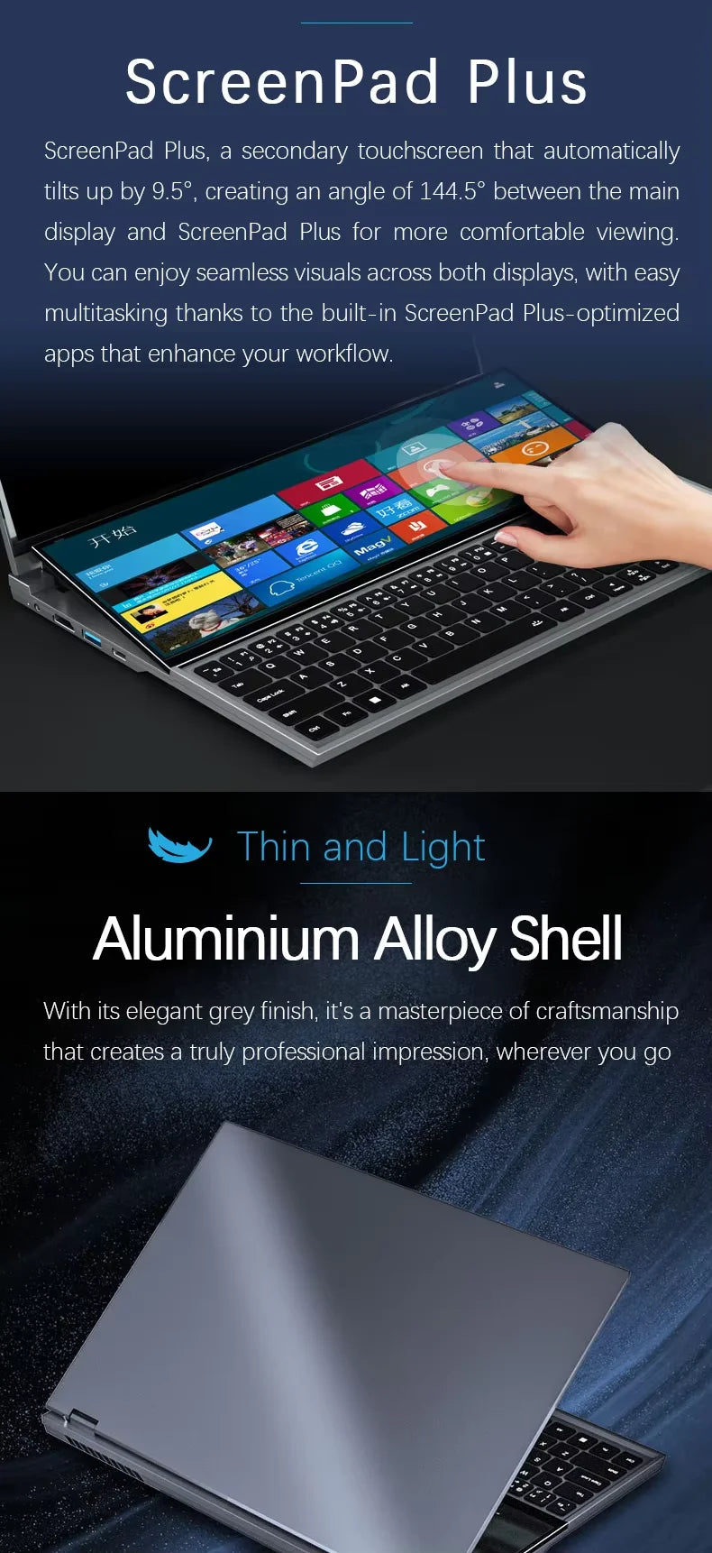 I9 Pc16+14 Inch Double Monitor Touch Screen Computer Intel Core I9 Laptop Brand New10885H 10th 16 1TB SSD Gaming Laptop Notebook