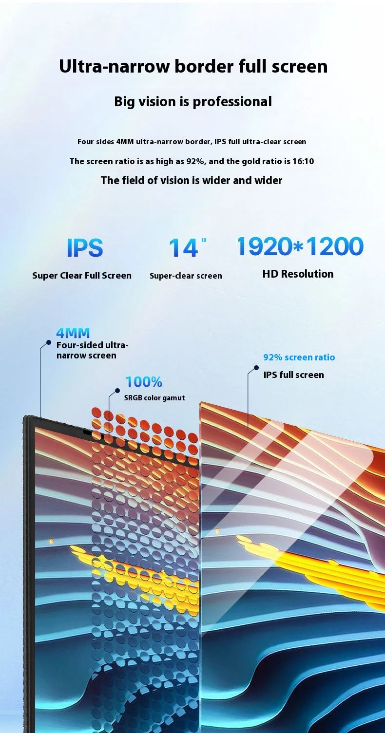 DEEQ 2025 New 14-Inch Business Laptop Intel N95 Quad-Core 32GB RAM 2TB SSD IPS Display English Windows 11 Pro Full-Size Keyboard