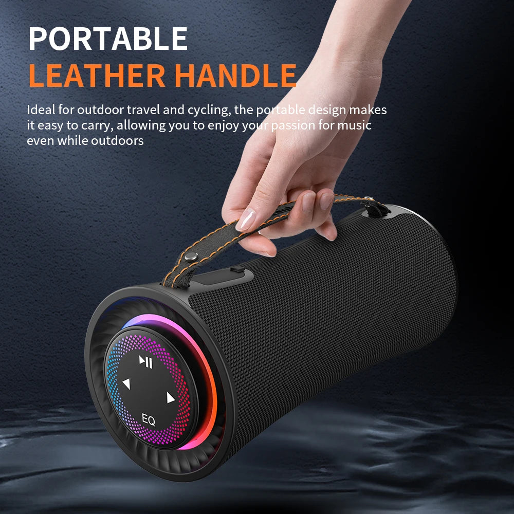80W Portable Wireless Speakers  Party Speaker with RGB Lights and Touch Control Knob Deep Bass TWS for Home Outdoor Use
