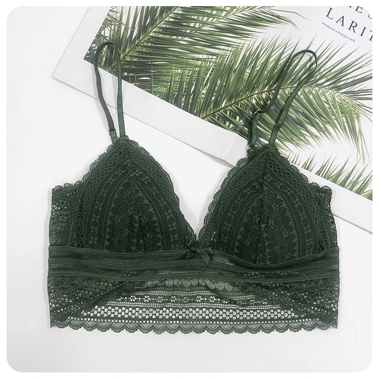 Women French Lace Bra Set Seamless Underwear Set Backless Vest Sexy Panties Elastic Ultrathin Bralette Female Lingerie Intimates