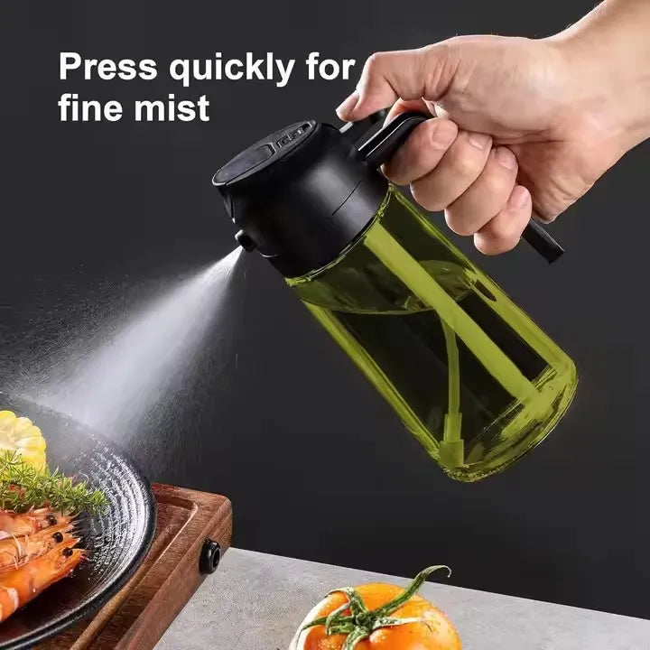 2 in 1 Food-grade 470ml Oil Mister Sprayer Dispenser Glass Oil Bottle for Cooking for Air Fryer Salad Frying BBQ