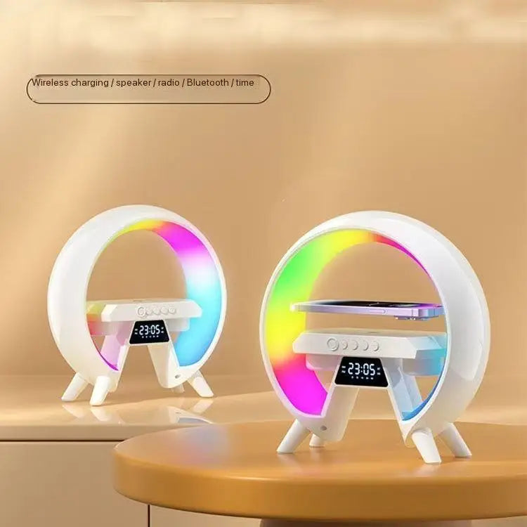 Hot Selling High Quality Wireless for 5.3 Speakers Charger with Colorful LED Light Alarm Clock USB-C Recharge Lamp 4 in 1