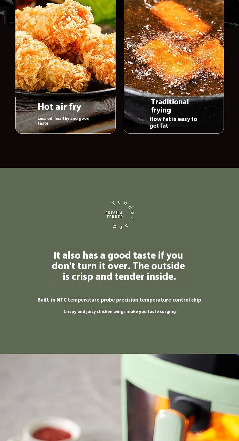 8L Modern Visual Smart Air Fryer Household All-in-One Color Touch Screen Plastic Electric Energy Efficient Class Eco-friendly