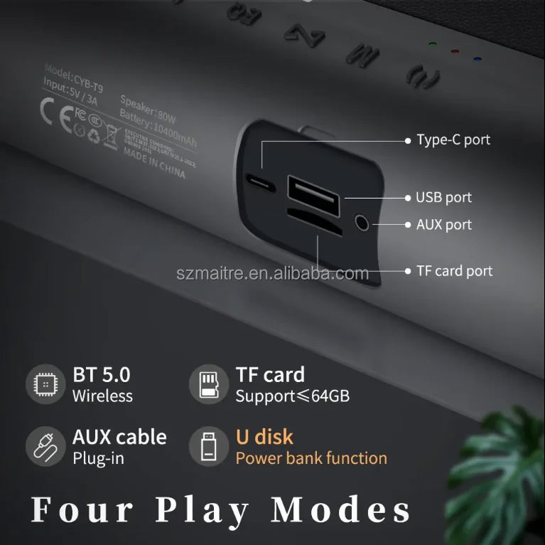 Newest Portable Speaker 80W High-power DSP Subwoofer Wireless Portable TWS Outdoor Bluetooth Speaker