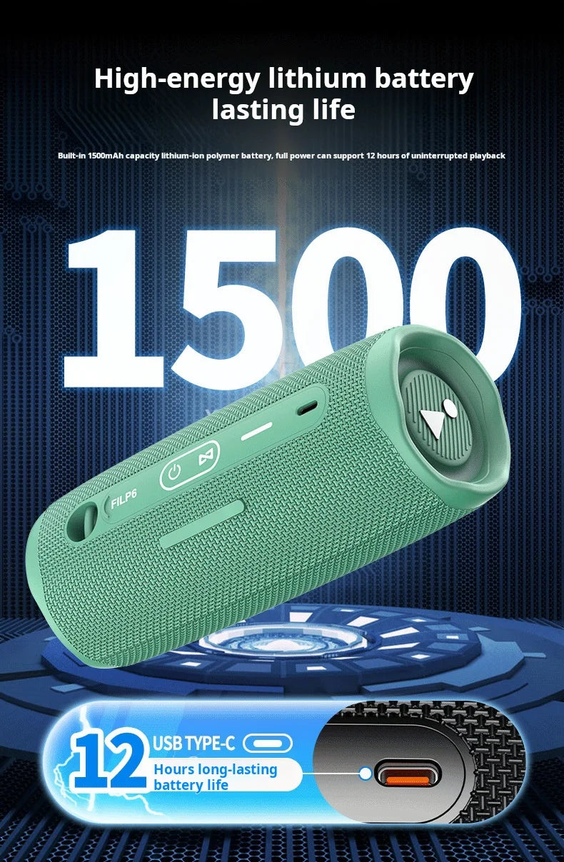 6 Outdoor Waterproof Speaker Can TF Card Slot Wireless Subwoofer Mini Portable Speakers Party Subwoofer  Speaker