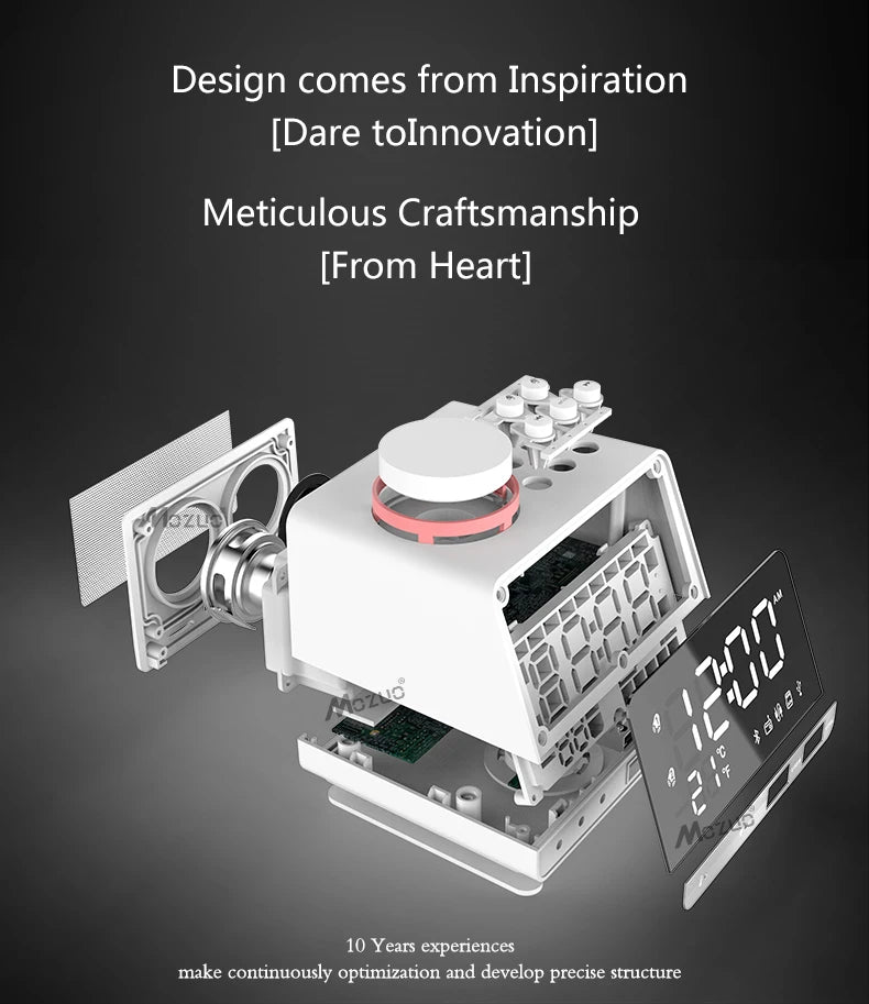 2026 NEW Alarm Clock Phone Charging Dock Station Speaker Wireless Support AUX Cable TF Card for Bedroom Student and Hotel