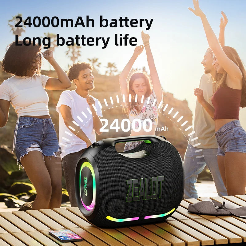 Top-selling 120W Waterproof Wireless Speaker with RGB LED Lights Battery-Powered Portable for Karaoke Outdoor Party Use ZE01