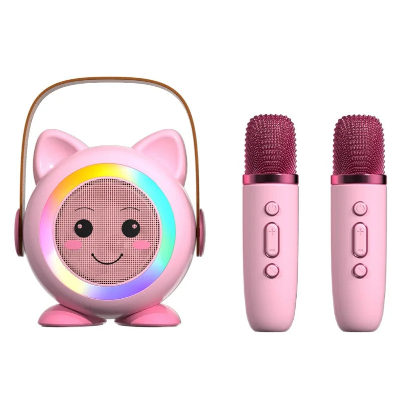 Cartoon Portable Bluetooth Speaker Outdoor Karaoke Speaker Home KTV Artifact Wireless Multifunctional Handheld Dual Microphone