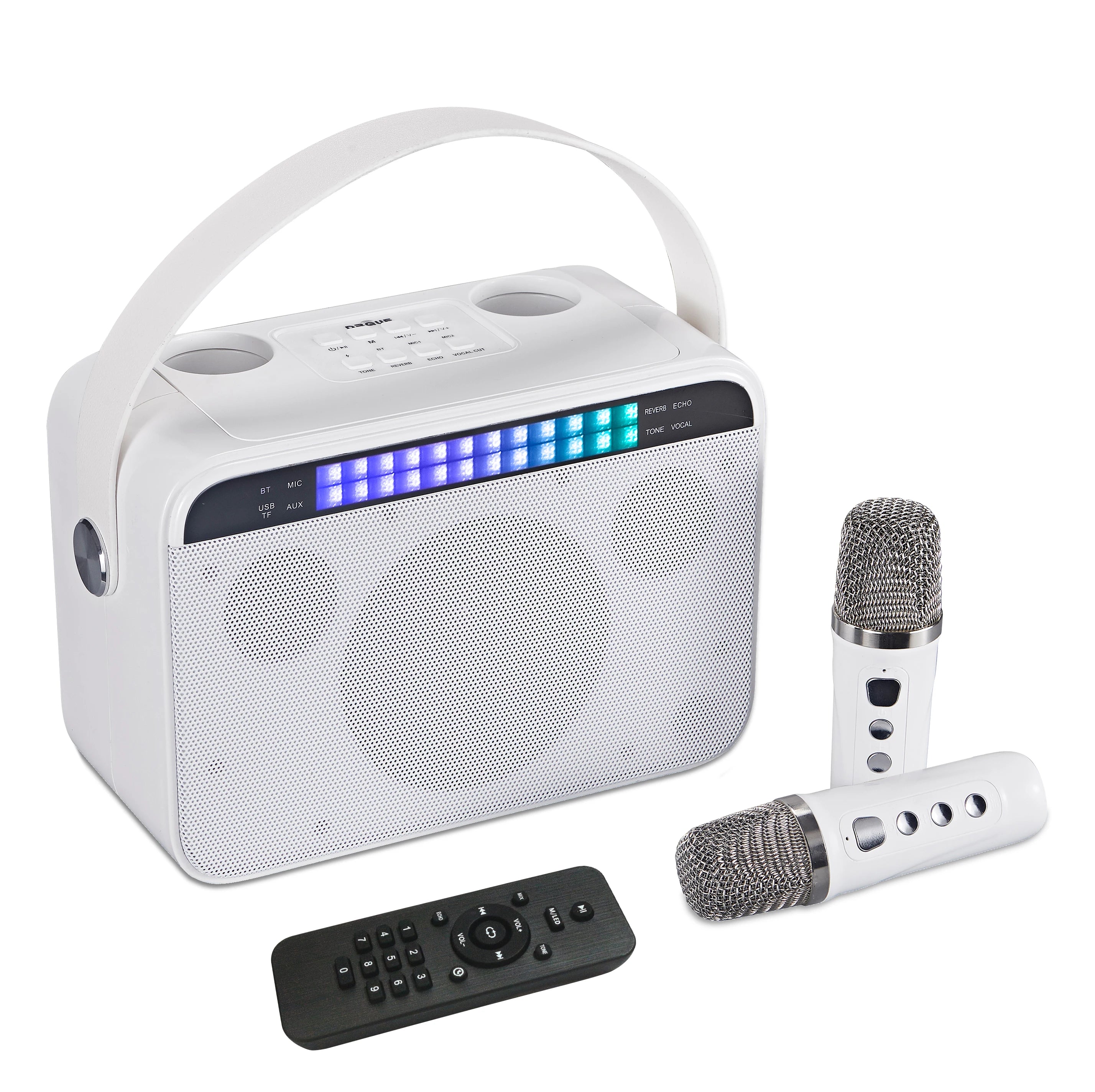 Wireless Bluetooth Microphone with Remote Control Portable Handheld Speaker Karaoke Machine Style for Kids Colorful LED Light