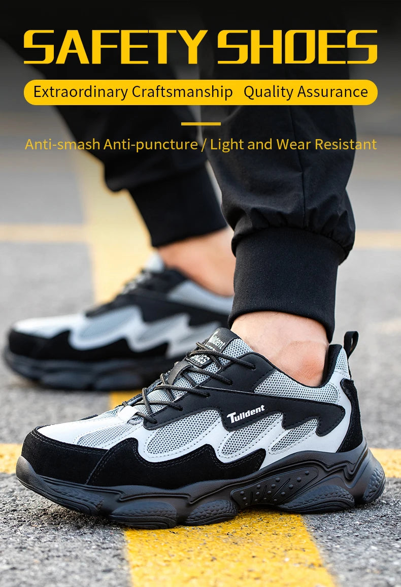 Safety Work Shoes Men Anti-Smashing Indestructible Steel Toe Cap Puncture-Proof shoes Lightweight Male Sofe Women Cosy Sneakers