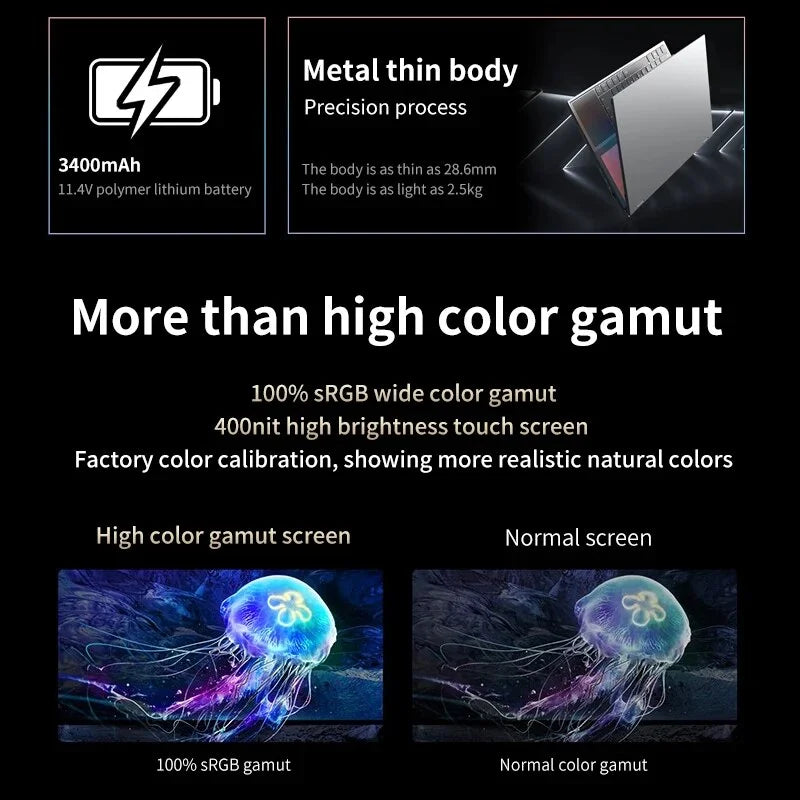 Intel Core I7-9750H High Performance 16"+14" Dual Screen Laptop 1920*1080 Window 10/11 Notebook Computer