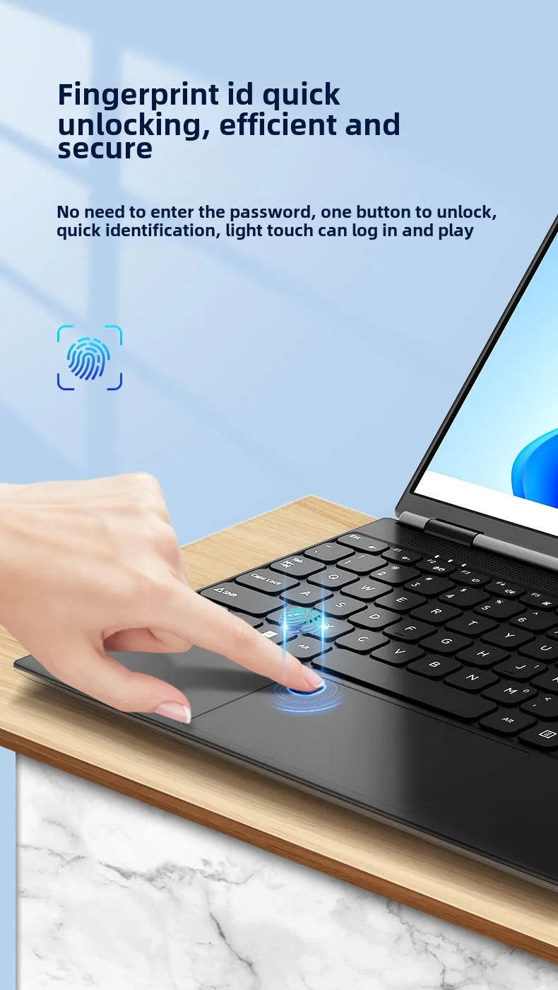 DEEQ 2025 New 14-Inch Business Laptop Intel N95 Quad-Core 32GB RAM 2TB SSD IPS Display English Windows 11 Pro Full-Size Keyboard