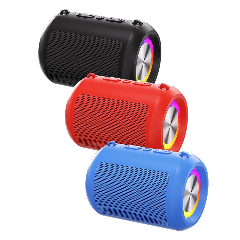 Portable for Bluetooth 5.4 Speaker with RGB LED Lights Waterproof Loud Sound Deep Bass Wireless Stereo Pairing Metal Plastic