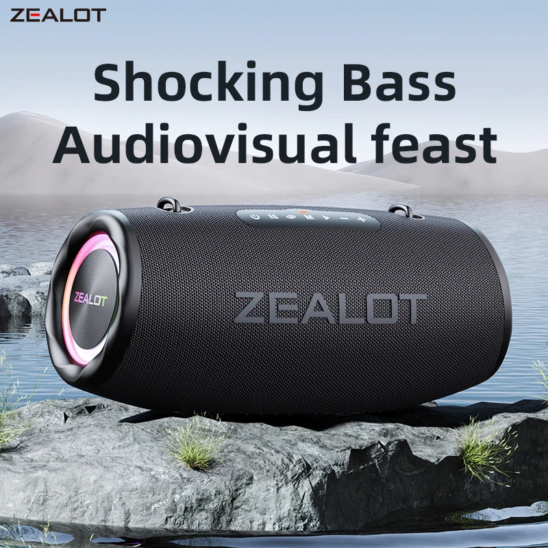 Zealot S87 Outdoor Party Speaker Professional Bluetooths 80W Bass Powered Portable Subwoofer Wireless RGB LED Light Hifi Speaker