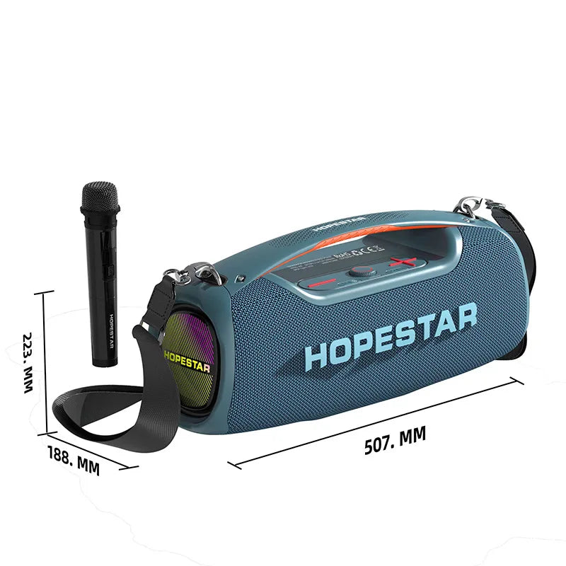 HopeSTAR A60 100W Portable Bluetooth Speaker with Subwoofer Karaoke Microphone for Home Outdoor Party High Quality Loud Player