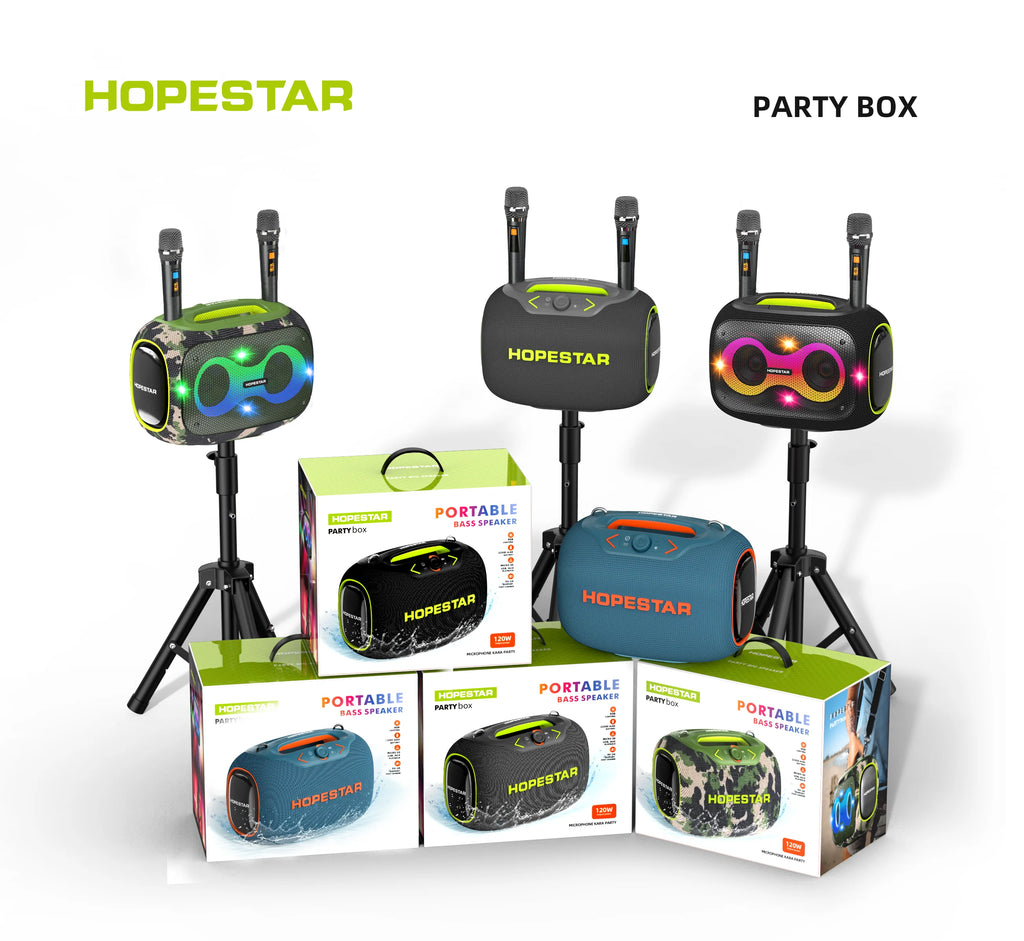 HOPESTAR 120W Partybox Outdoor Waterproof Wireless Bluetooth Speaker Home Theatre USB TF Home Party Karaoke Bass Effects