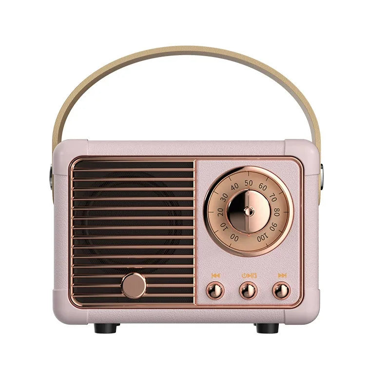 Creative Gift Mini Wireless Retro Speaker FM Radio USB Music Player Portable Classic BT Speaker with Handheld Desktop Decoration