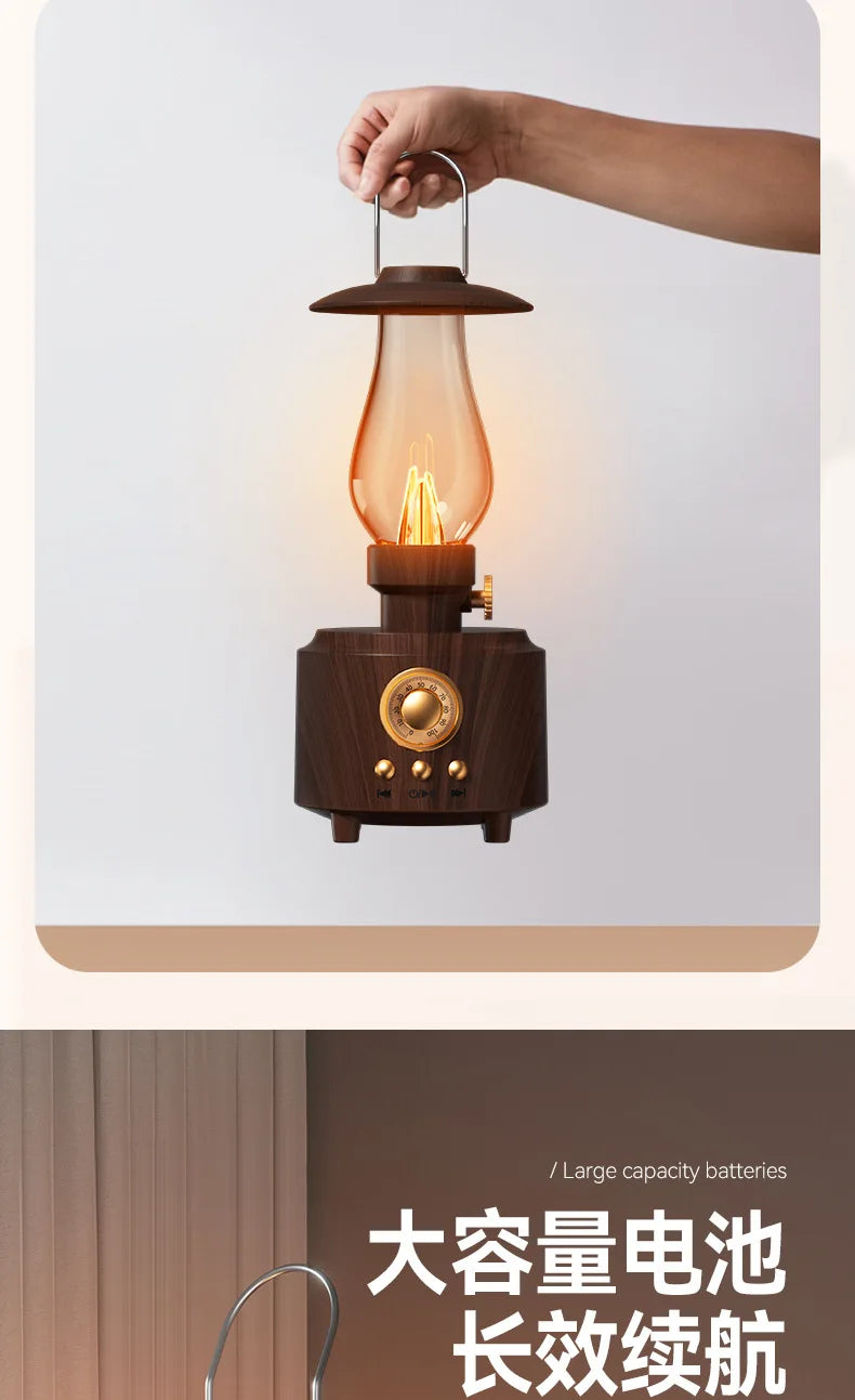 New Kerosene Lamp Retro Bluetooth 5.3 Speaker Outdoor Portable Flame Camping Atmosphere Light Table Small Night Light