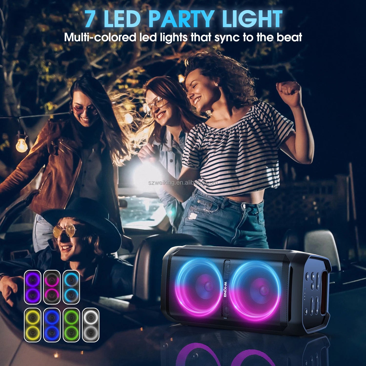 W-King T11 Bluetooth Dual 5.25 Inches Drivers Wireless Karaoke Portable Partybox Rechargeable LED Light Outdoor Party Speaker