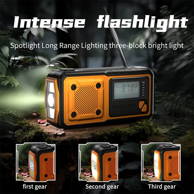 SY-376 Solar/Crank Emergency DAB+/FM Radio with Powerful Spotlight & Soft Night Light for Camping & Survival