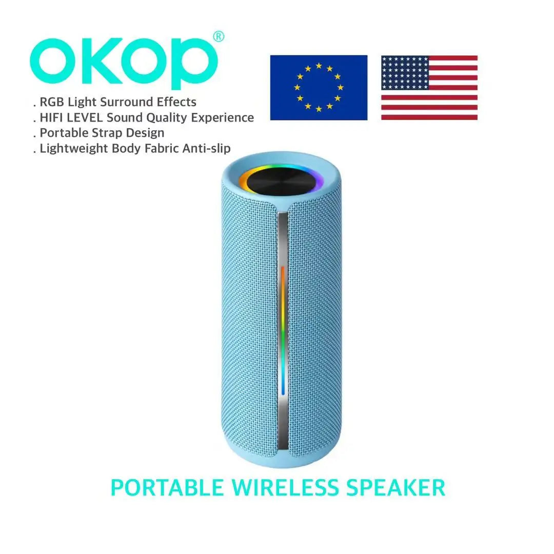 OKOP817 Wholesale IPX5 Waterproof Portable Wireless for V5.3 Speaker RGB LED Light Long Battery Life 10M Range Memory Card