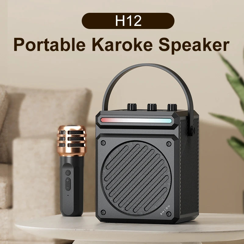 SHIDU 30W 4 Inch Loud Sound RGB Light Karaoke Party Bluetooth Portable PA System Speaker with Wireless Microphone
