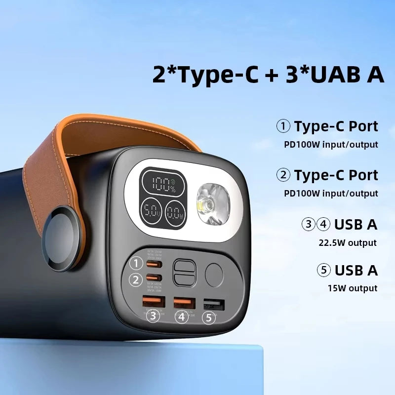 Large Capacity 60000mAh Laptop Power Bank Portable 100W Fast Charging External Battery Power Bank for Laptop and Phones