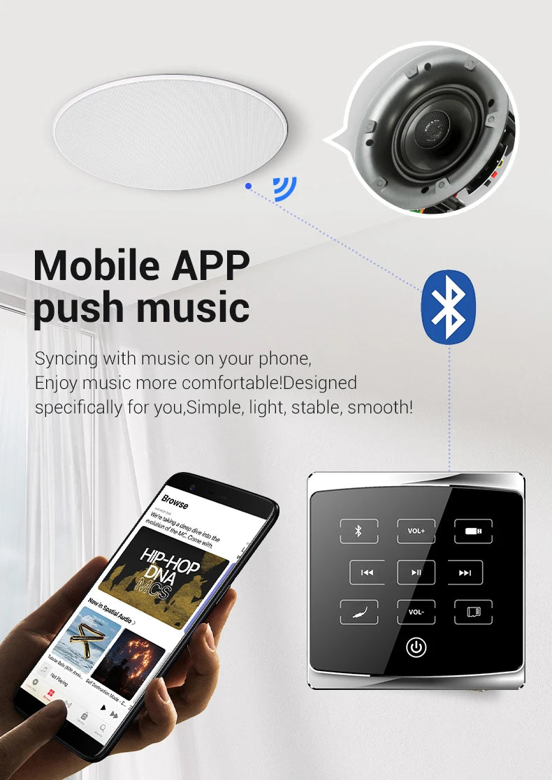 High Quality Smart Home Wall Music Amplifier Intelligent Background Music System for Public Places Multi-Room Service Speakers
