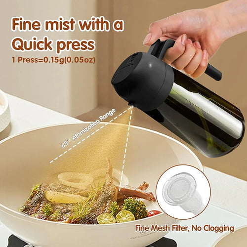 2 in 1 Food-grade 470ml Oil Mister Sprayer Dispenser Glass Oil Bottle for Cooking for Air Fryer Salad Frying BBQ
