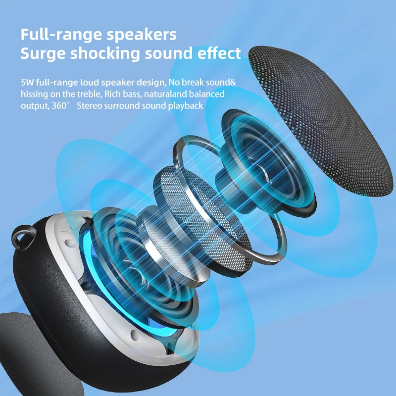 High Quality Rockimia EBS-309 6W Speaker Bluetooth 5.3  Outdoor Waterproof Music Player With RGB Colorful Lighting Effect Fabric