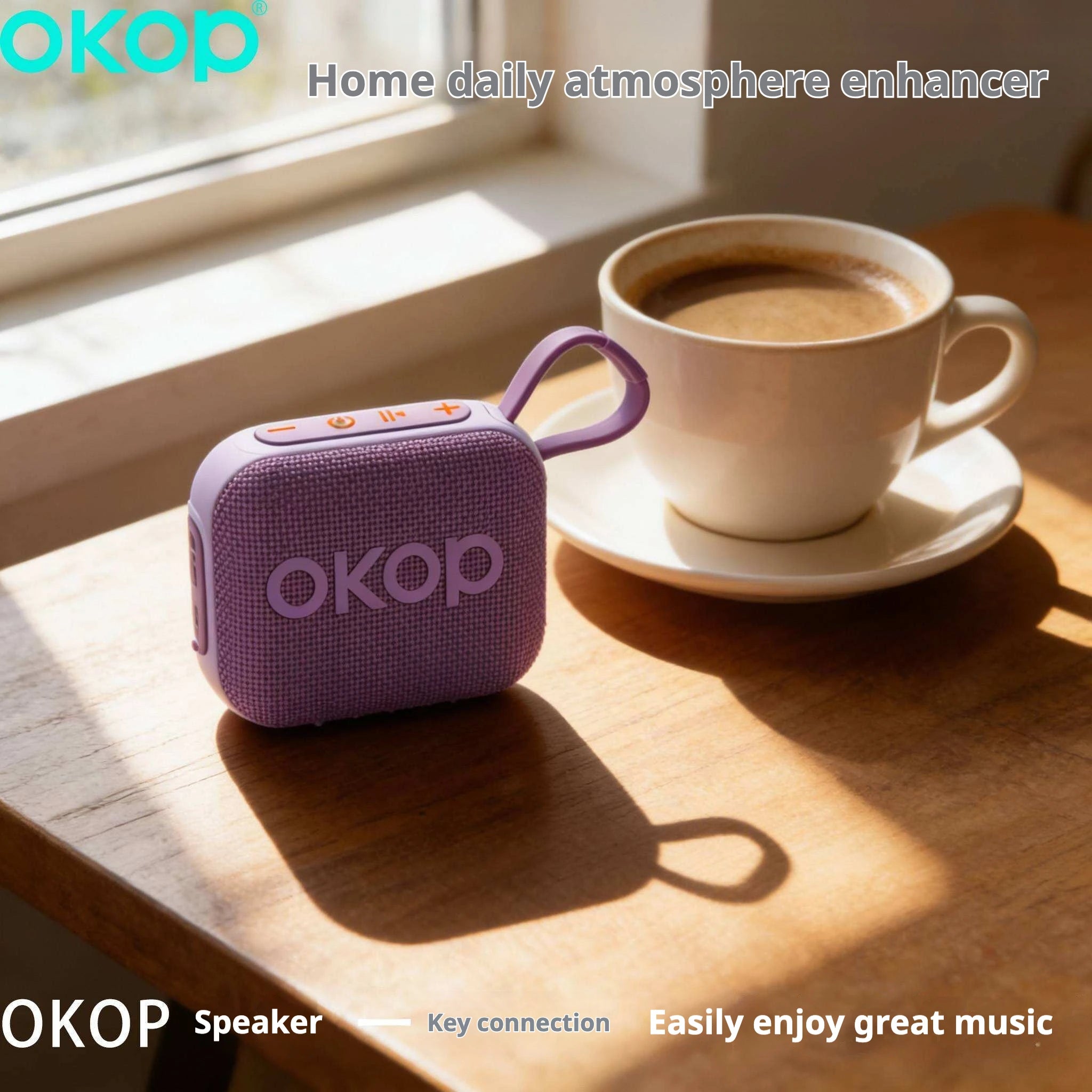 OKOP597Hot-selling Compact Mini Lanyard Ambient Light with Card Slot Long Battery Life Portable Wireless Bluetooth Speaker Sport