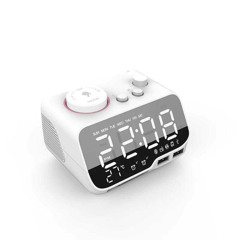 M9 New Product 5W Bass Alarm Sound Digital Bedside Sleep Alarm Clock Radio for Bluetooth Speaker Desk Charger in Blue for Hotels