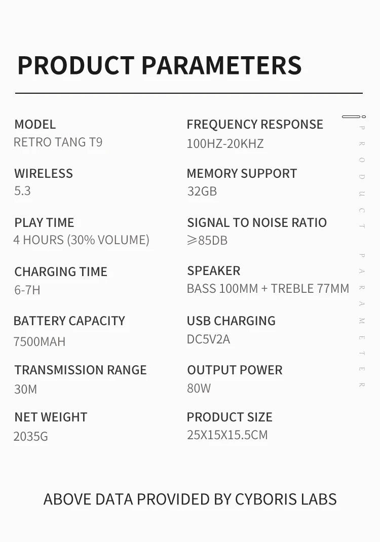 80W Karaoke Retro Speaker Powerful Portable Speaker with Bluetooth 5.3, Portable Handle, 24-Hour Playtime, for Party, Camping