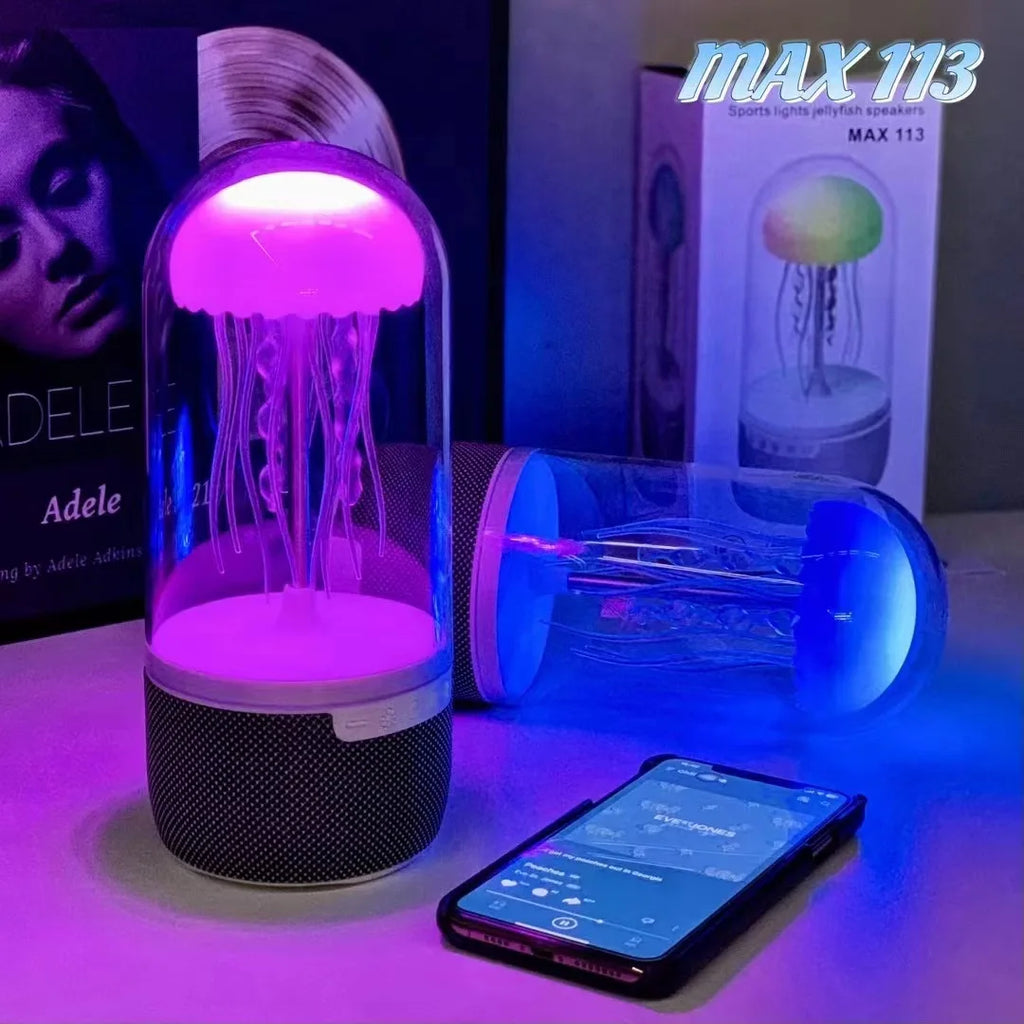 Jellyfish Mini Wireless Speaker with RGB LED Lighting MAX113 Sound-Activated for Bluetooth Rhythm Night Light USB Audio System
