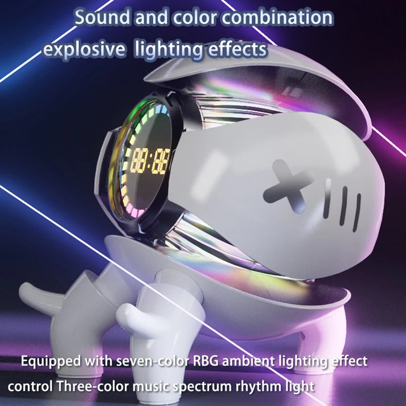 Multifunctional M10 Bluetooth Audio Fashion Mecha Monster Bluetooth Speaker with TWS Interconnect FM Radio TF Card Clock Display