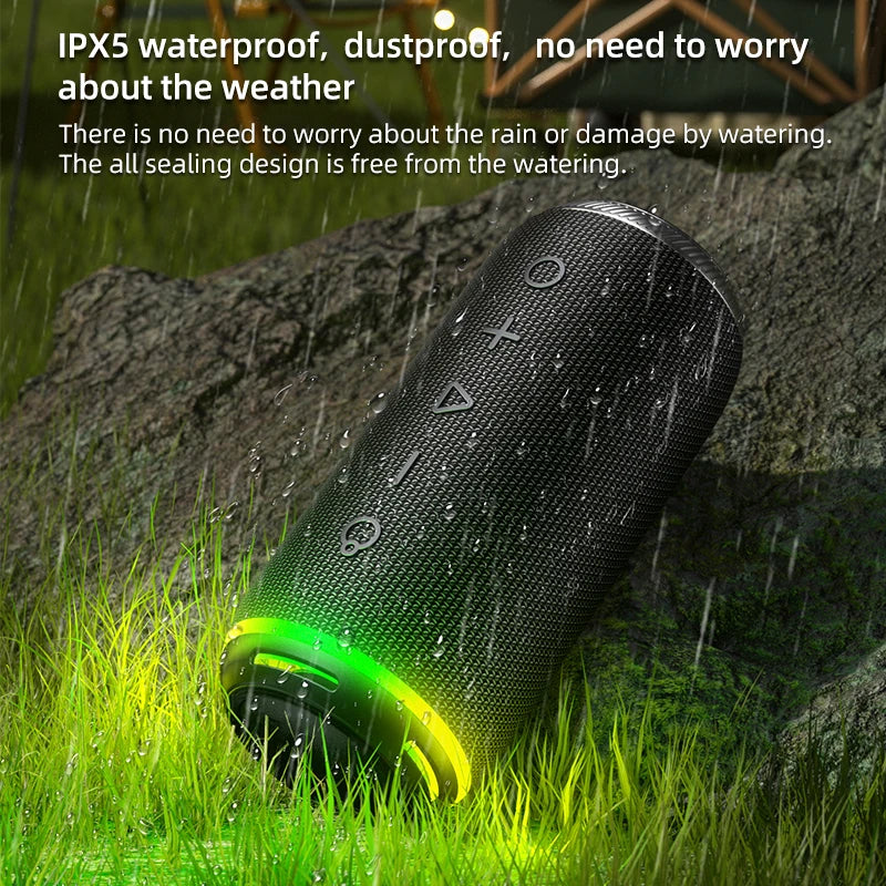 Portable Blue Tooth Speaker Outdoor Wireless RGB LED Lighting IPX5 Waterproof Audio Speaker with High Power Subwoofer