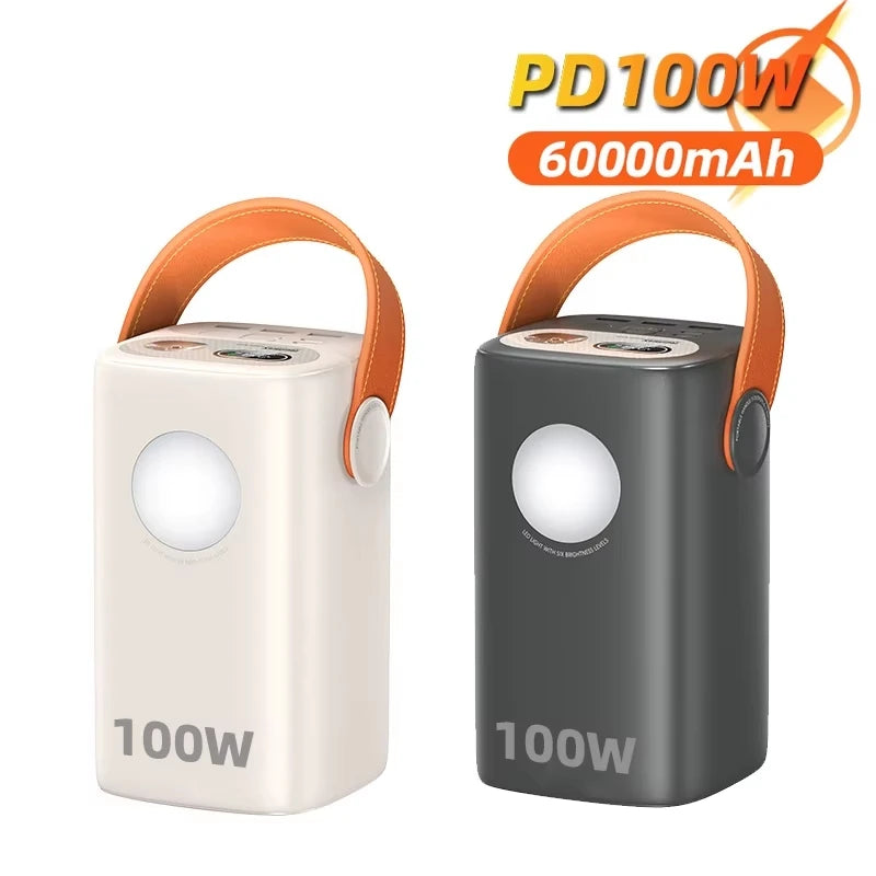 Large Capacity 60000mAh Laptop Power Bank Portable 100W Fast Charging External Battery Power Bank for Laptop and Phones