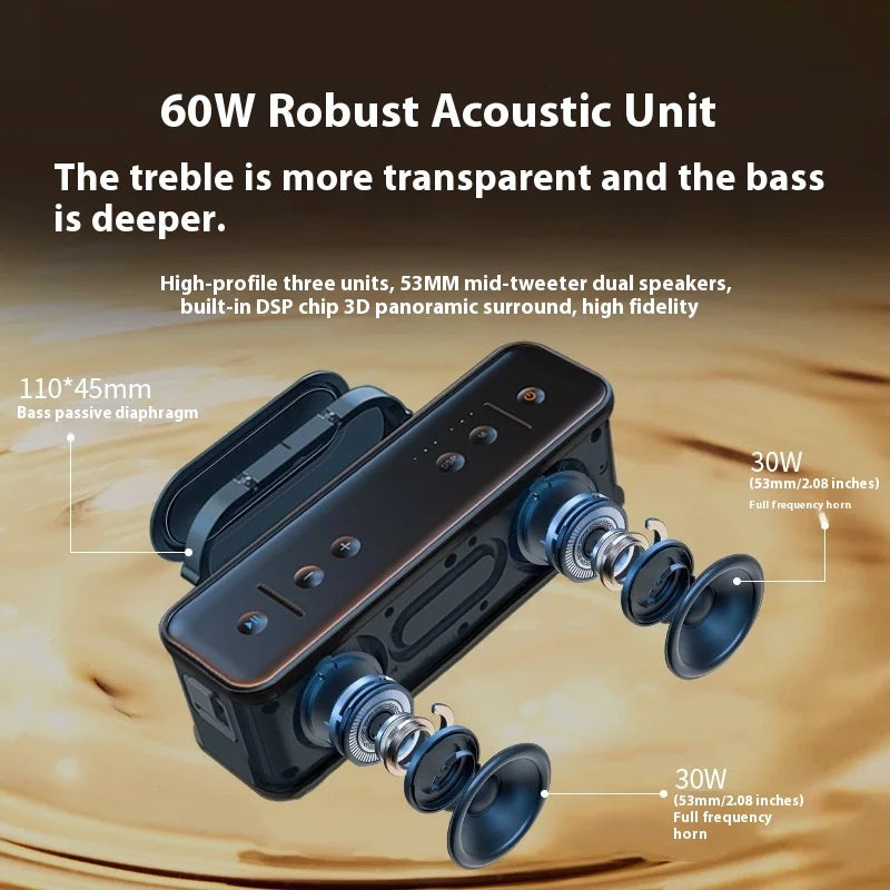 Best Selling 60W Wireless Party Box Speaker Portable Multifunctional Speaker 5200mah TWS Connect HI-FI Speakers