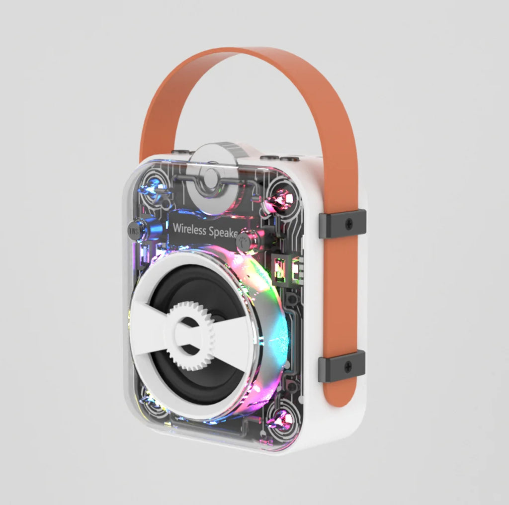 LS12 Transparent Mecha RGB Pickup Rhythm Light Game Portable Blue Tooth Mini Speaker Camping Heavy Bass Party Music Box