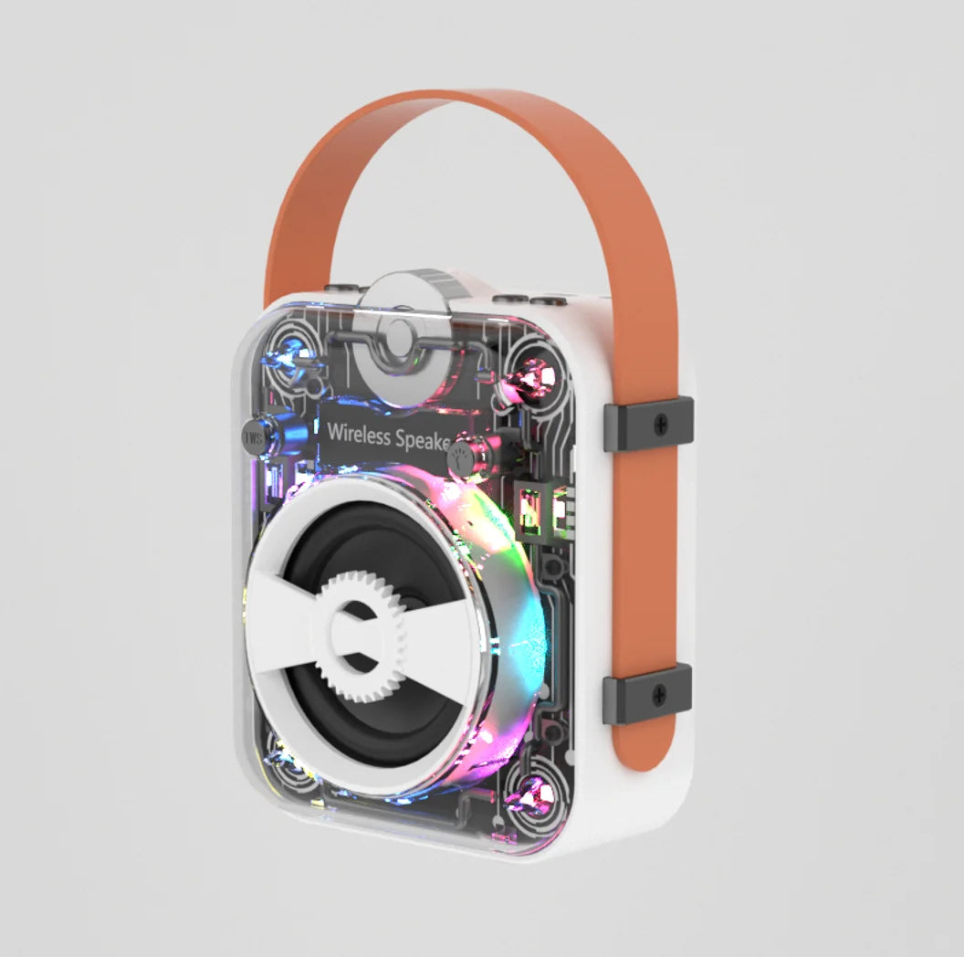 LS12 Transparent Mecha RGB Pickup Rhythm Light Game Portable Blue Tooth Mini Speaker Camping Heavy Bass Party Music Box