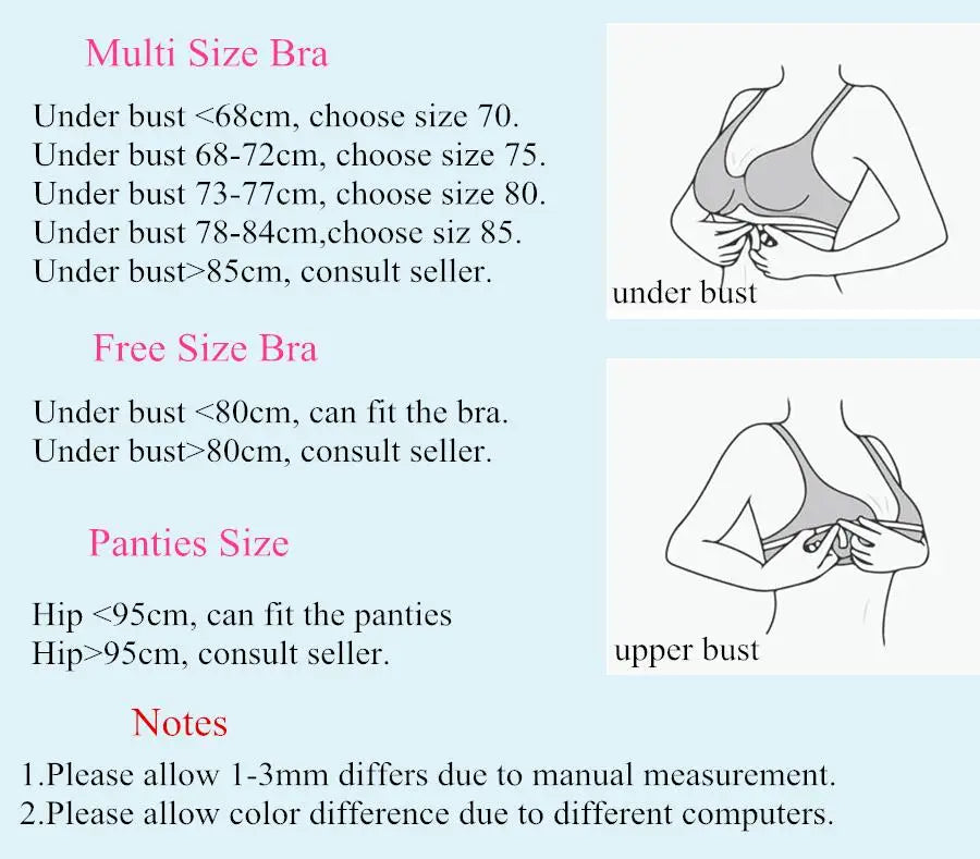 Lace Bra Set 3 Breasted Sexy Lingerie Comfortable Floral Bra and Panties Push Up Women Underwire Adjusted-straps Underwear Sets