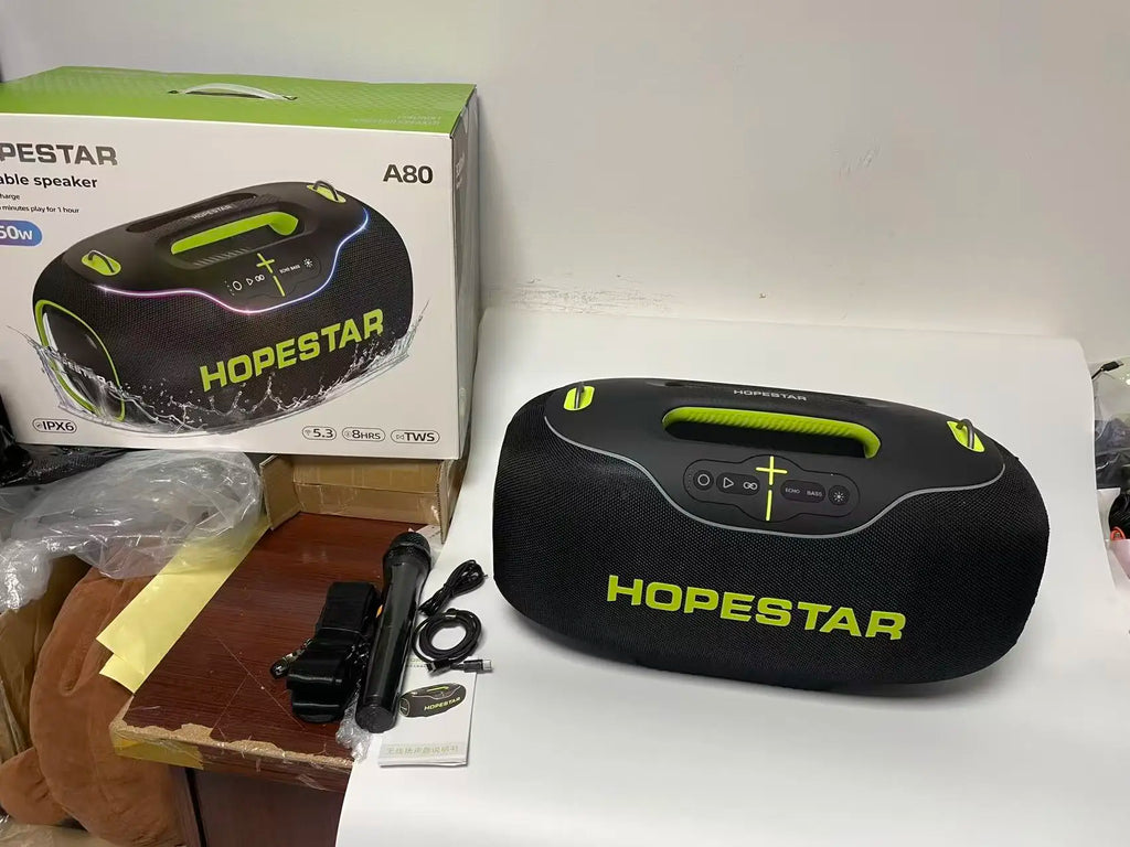 BT Wireless Speaker HOPESTAR A80 350W Waterproof IPX6 6 Speakers Vibrating Diaphragm Outdoor BT USB TF CARD TWS Bass RADIO LED