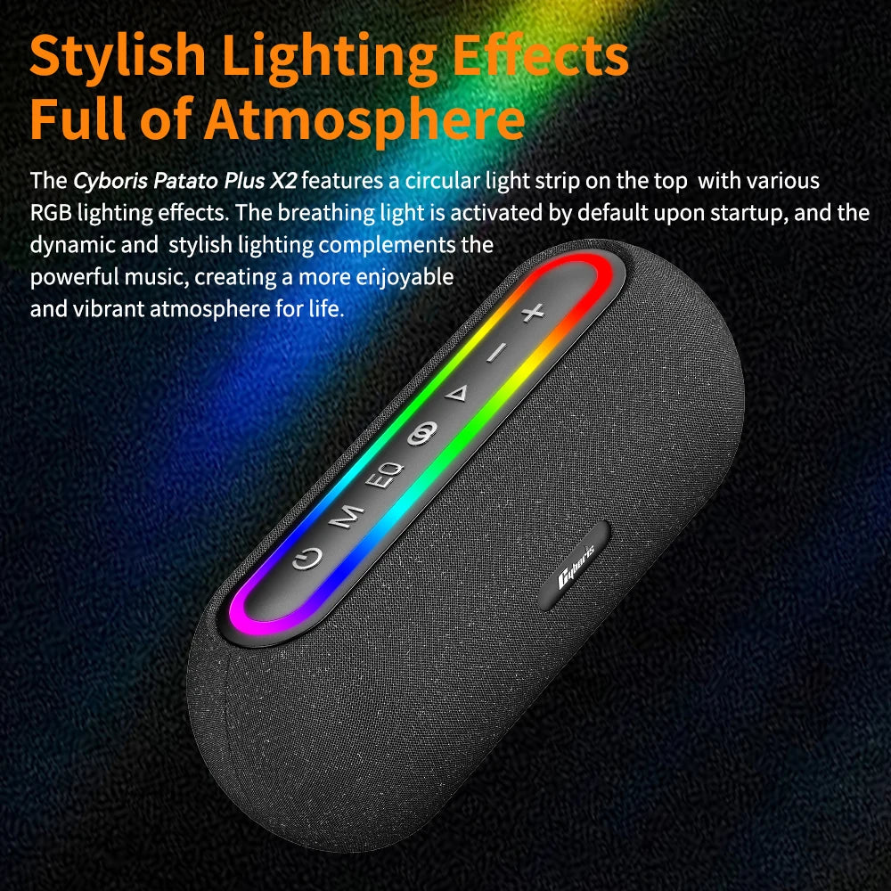 X2 Plus 60W Hifi Wireless Speaker, 1.1 Channel, 6000mAh, Waterproof, Portable for PC, Desk, Outdoor, TF Card Compatible