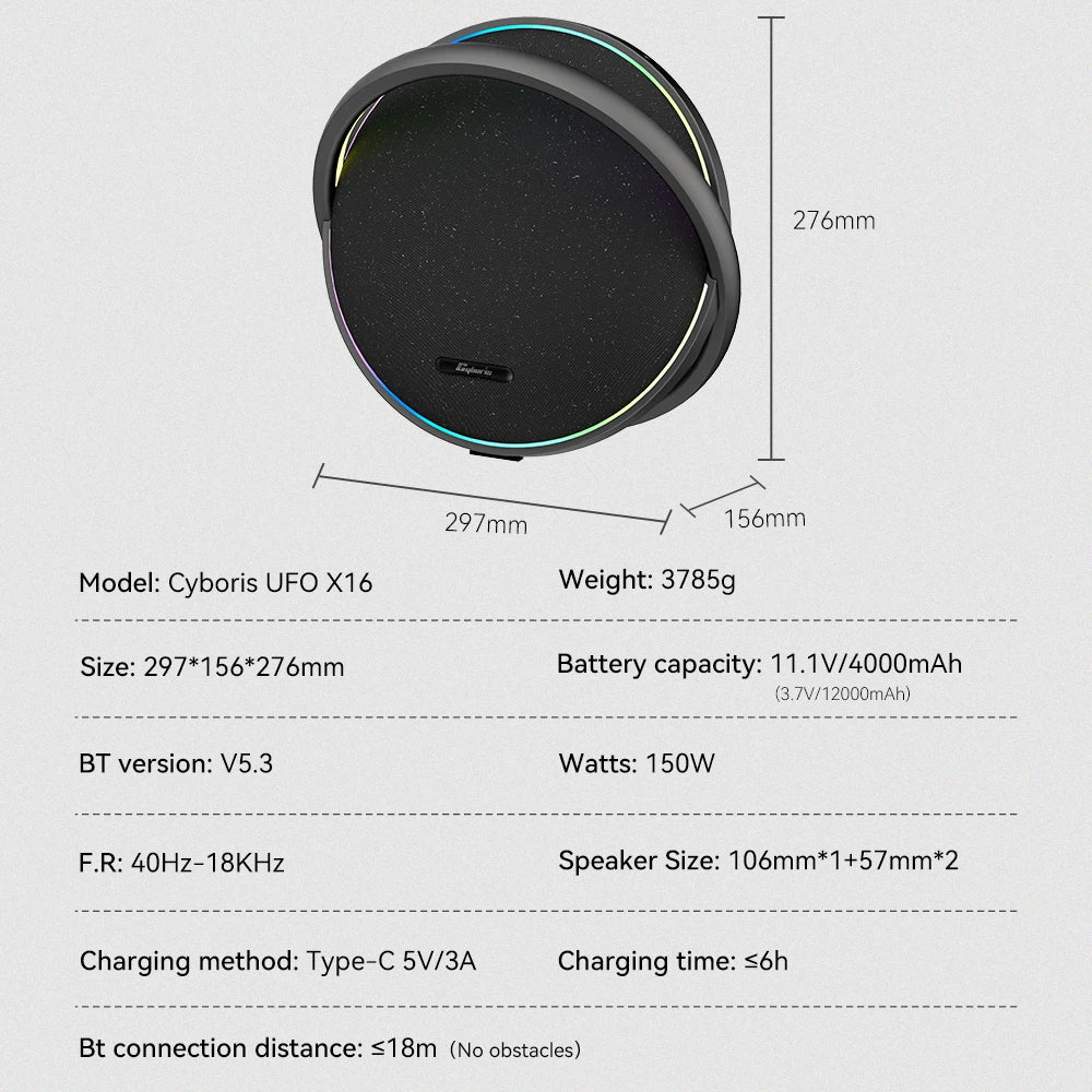 150W Loud Wireless Speaker with Bass, TWS, RGB Light, Deep Bass Outdoor Portable BT Speakers for Home Party Beach Camping, Gifts