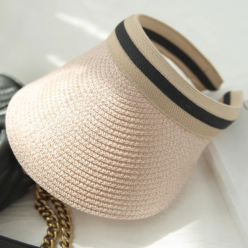 Summer Woman Sun Hats Anti-UV Female outdoor Visor Caps Hand Made Straw Cap Casual Shade Hat Empty Top Hat Beach cap