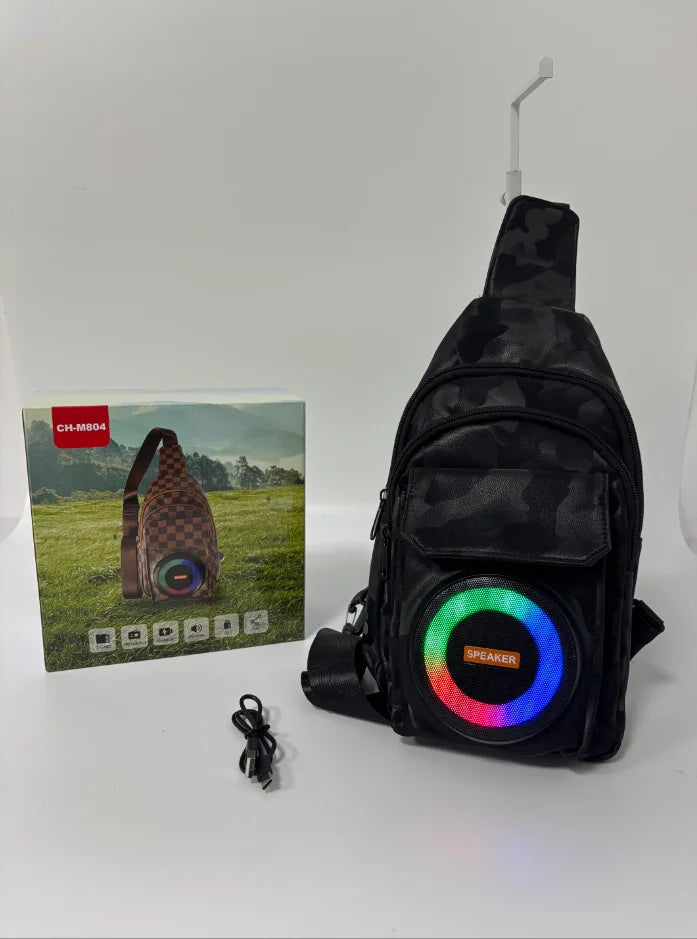 Crossbody Sling Backpack Wireless Speaker 52mm 10W Powerful Audio 2500mAh BT 5.3 with TF Card Playback for Outdoor, CH-804