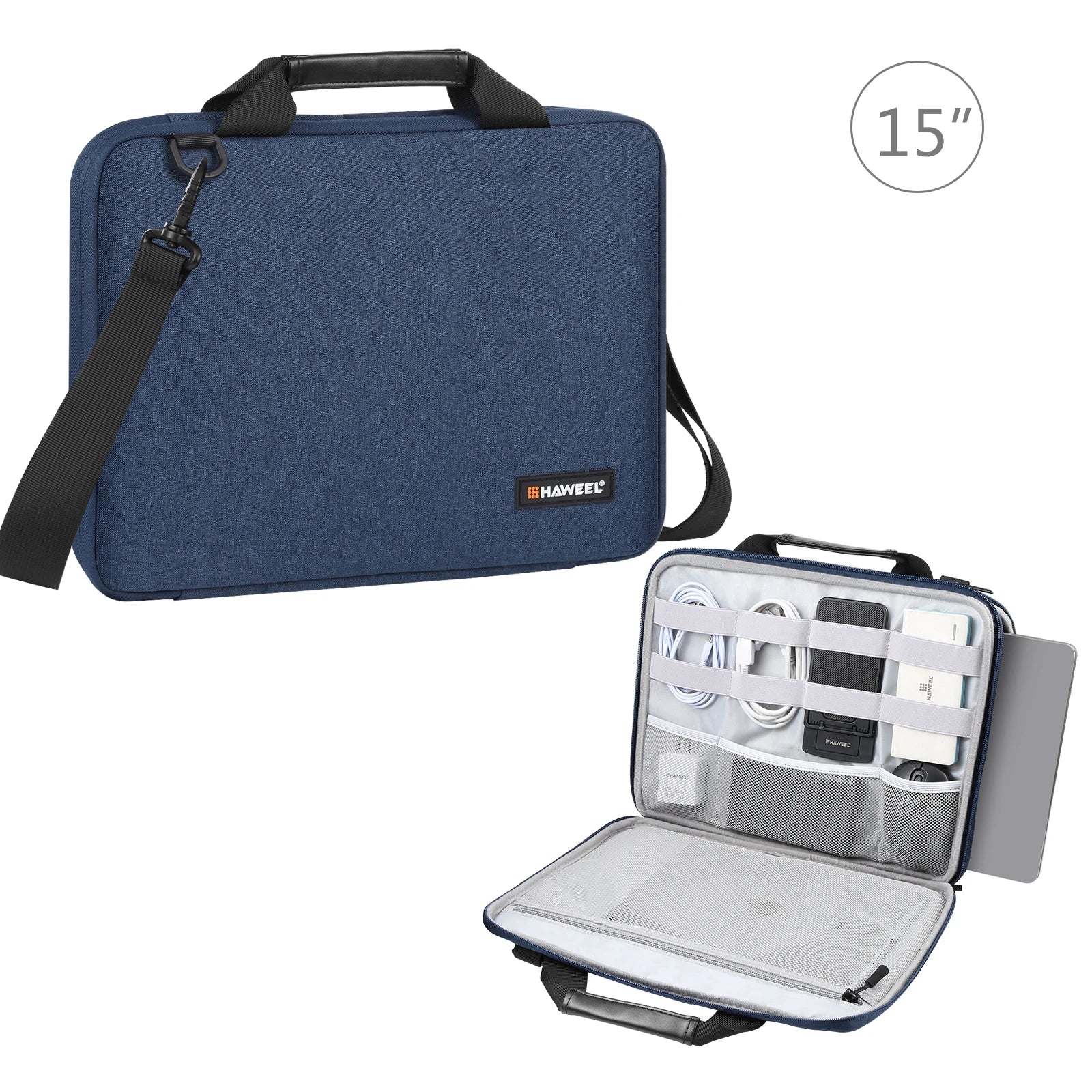 HAWEEL 15 Inch Laptop Handbag 2 in 1 Portable Waterproof Office Organizer Bags Electronic Briefcase Crossbody Laptop Storage Bag